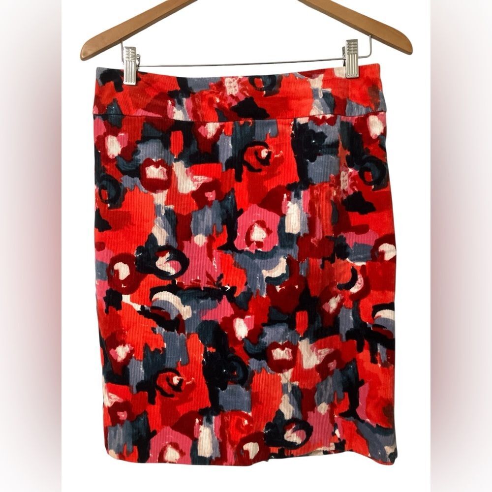Anthropologie Vanessa Virginia Painterly Corduroy Skirt Size 6 Maximalist Artsy